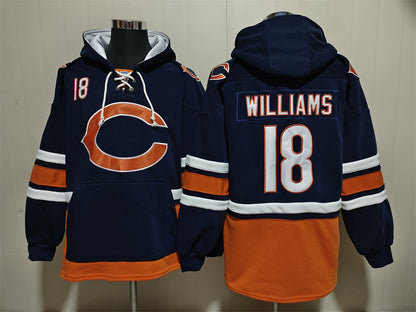 Men's Caleb Williams Chicago Bears Navy Ageless Must-Have Pocket Lace-Up Pullover Hoodie
