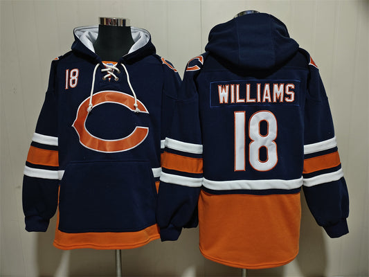 Men's Caleb Williams Chicago Bears Navy Ageless Must-Have Pocket Lace-Up Pullover Hoodie