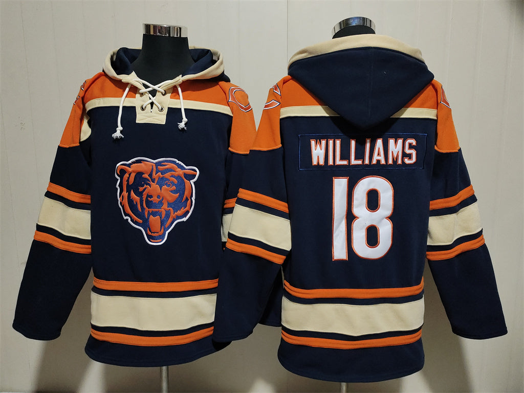 Men's Caleb Williams Chicago Bears Navy Ageless Must-Have Lace-Up Pullover Hoodie