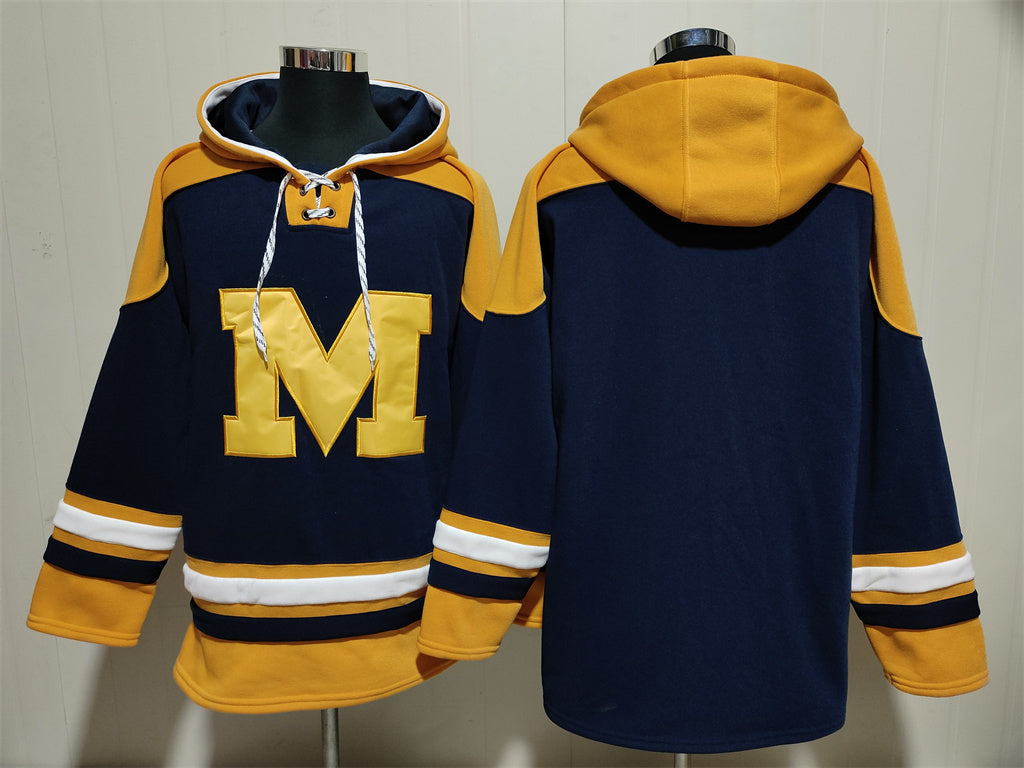Men's Michigan Wolverines Blank Navy Pullover Hoodie
