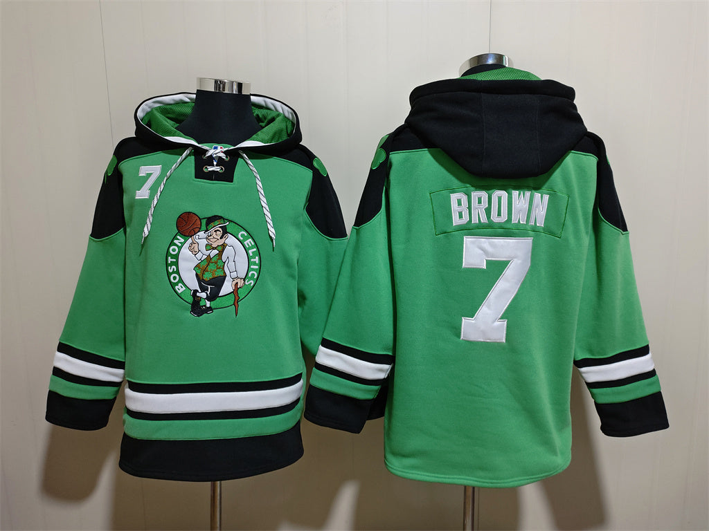 Men's Jayson Larry Bird Tatum Boston Celtics Blank Green Pullover Hoodie