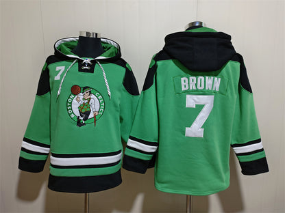 Men's Jayson Larry Bird Tatum Boston Celtics Blank Green Pullover Hoodie