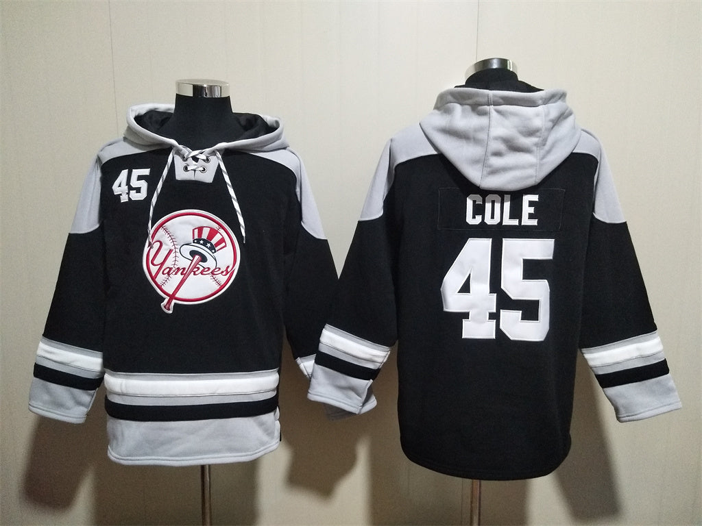 Men's Derek Jeter Yankees Black Jersey Ageless Must-Have Lace-Up Pullover Hoodie