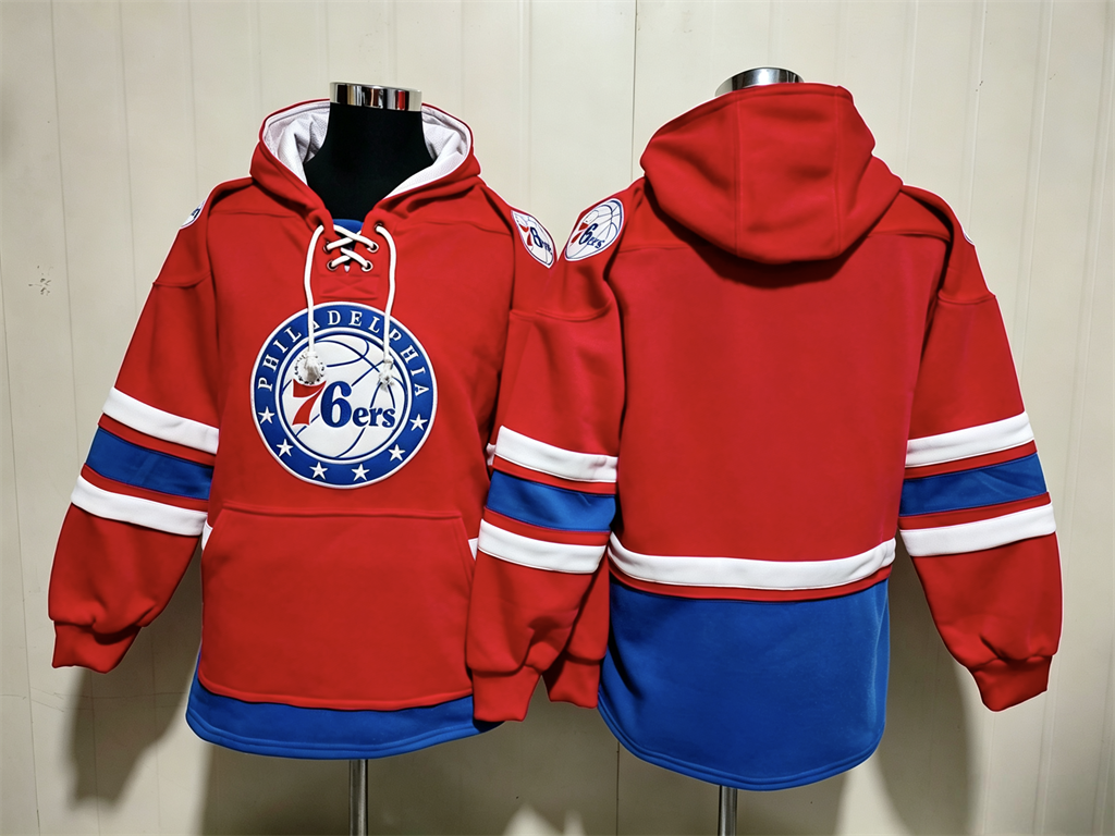 Men's Tyrese Maxey Philadelphia 76ers Blank Red Pullover Hoodie