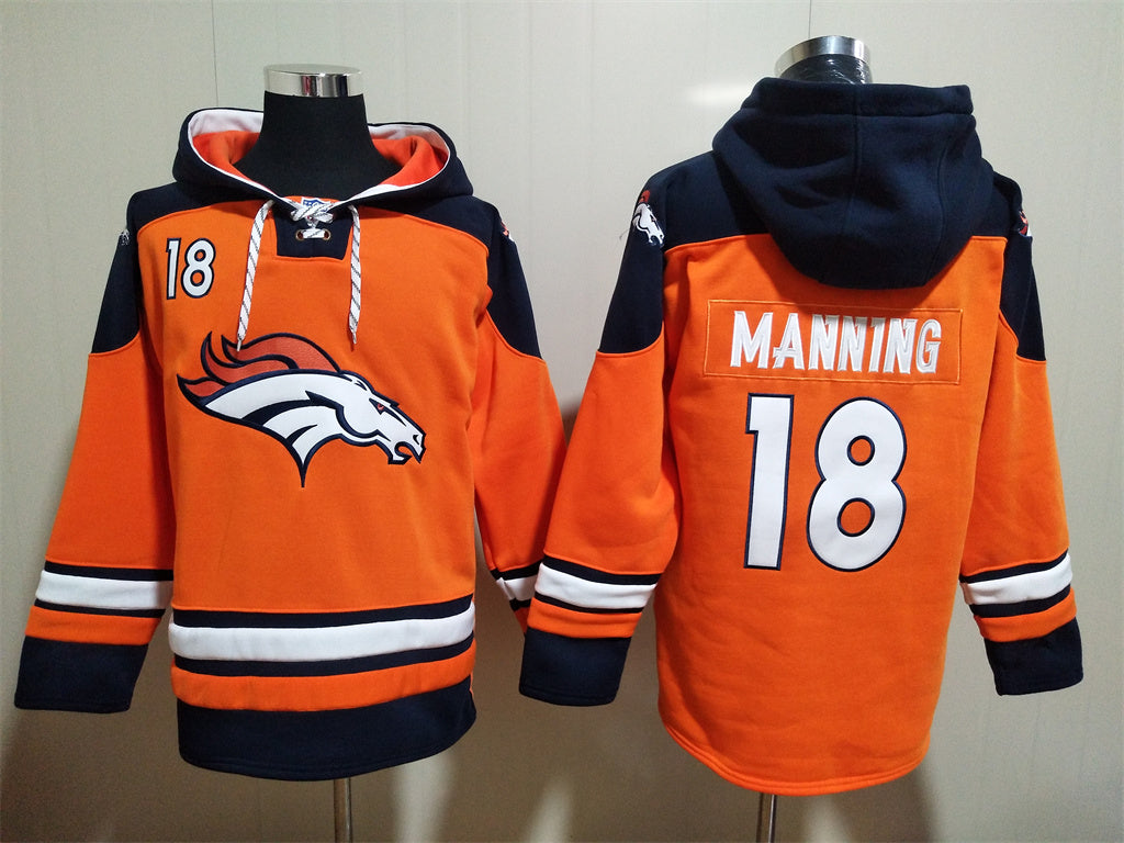 Men's John Elway Patrick Surtain II Bo Nix Denver Broncos Orange Ageless Must-Have Lace-Up Pullover Hoodie