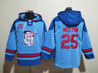 Men's Byron Buxton Minnesota Twins Light Blue Jersey Ageless Must-Have Lace-Up Pullover Hoodie