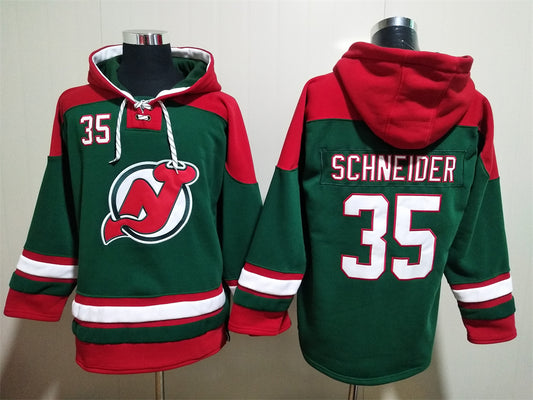Men's Cory Schneider New Jersey Devils Reverse Retro Green Jersey Ageless Must-Have Lace-Up Pullover Hoodie