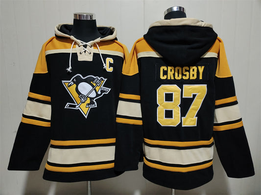 Men's Sidney Crosby Pittsburgh Penguins Black Lacer Pullover Hoodie
