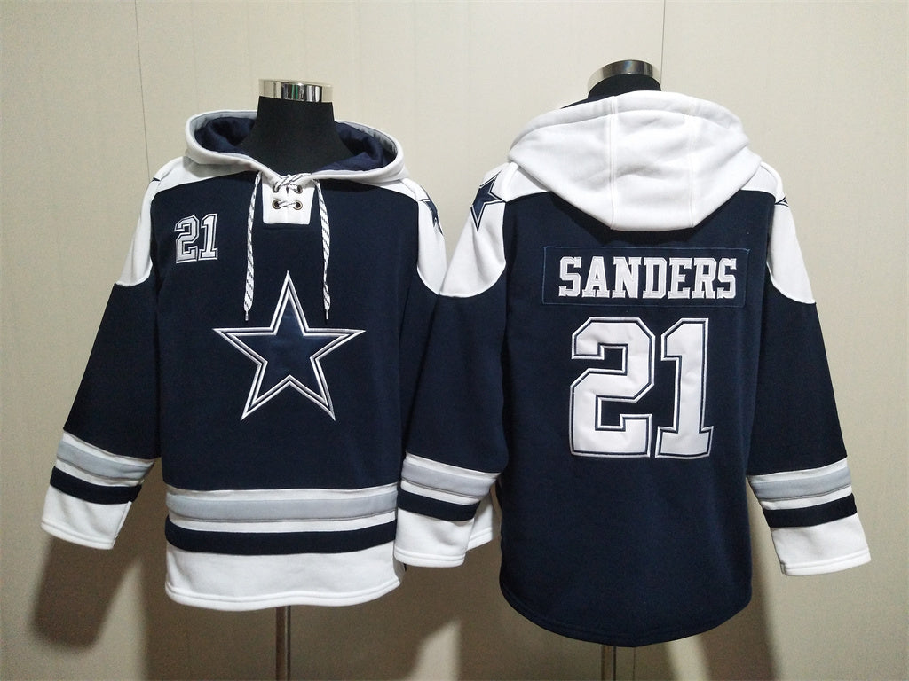 Men's CeeDee Lamb Dak Prescott Dallas Cowboys Navy Ageless Must-Have Lace-Up Pullover Hoodie