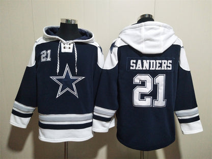 Men's CeeDee Lamb Dak Prescott Dallas Cowboys Navy Ageless Must-Have Lace-Up Pullover Hoodie