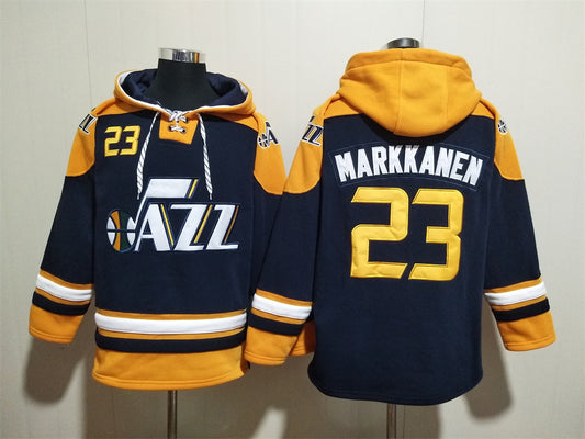 Men's Lauri Markkanen Utah Jazz Navy Ageless Must-Have Lace-Up Pullover Hoodie
