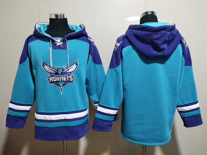 Men's Larry Johnson Charlotte Hornets Teal Ageless Must-Have Lace-Up Pullover Hoodie