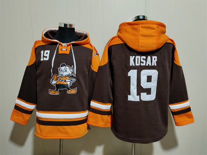 Men's Deshaun Watson Cleveland Browns Brown Jersey Ageless Must-Have Lace-Up Pullover Hoodie