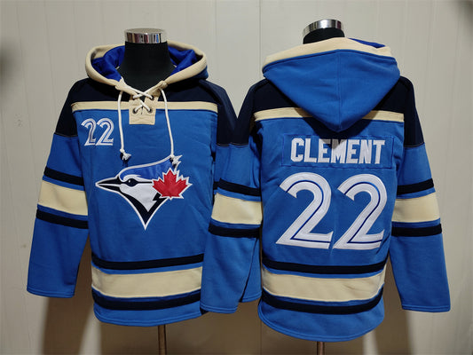 Men's Ernie Clement Toronto Blue Jays Royal Jersey Ageless Must-Have Lace-Up Pullover Hoodie