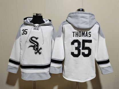 Men's Frank Thomas Chicago White Sox White Jersey Ageless Must-Have Lace-Up Pullover Hoodie
