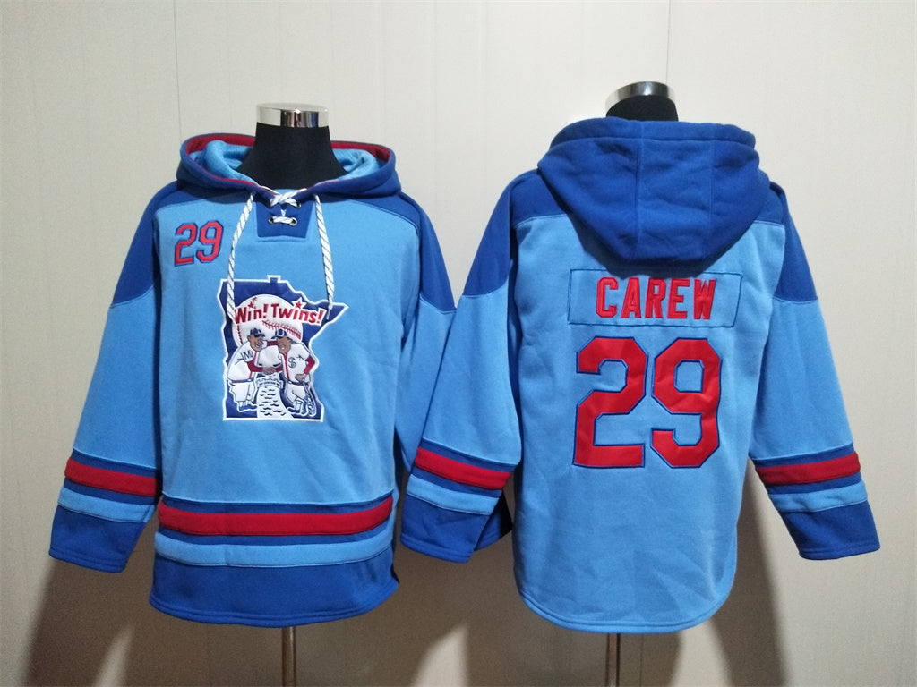 Men's Byron Buxton Minnesota Twins Light Blue Jersey Ageless Must-Have Lace-Up Pullover Hoodie
