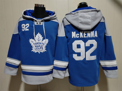 Men's Gavin McKenna Toronto Maple Leafs Blue Jersey Lacer Pullover Hoodie