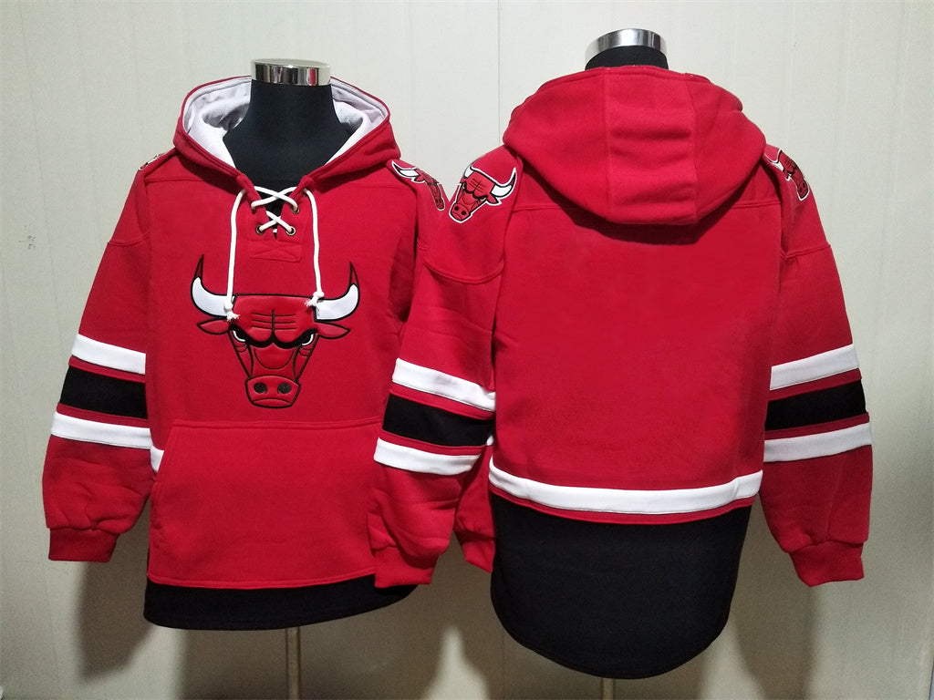 Men's Chicago Bulls #23 Michael Jordan Blank Red Pullover Hoodie