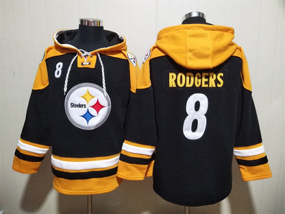 Men's Aaron Rodgers T.J. Watt Pittsburgh Steelers Black Ageless Must-Have Lace-Up Pullover Hoodie