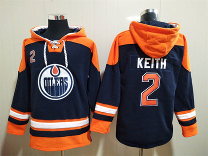Men's Wayne Gretzky Connor McDavid Edmonton Oilers Navy Jersey Ageless Must-Have Lace-Up Pullover Hoodie