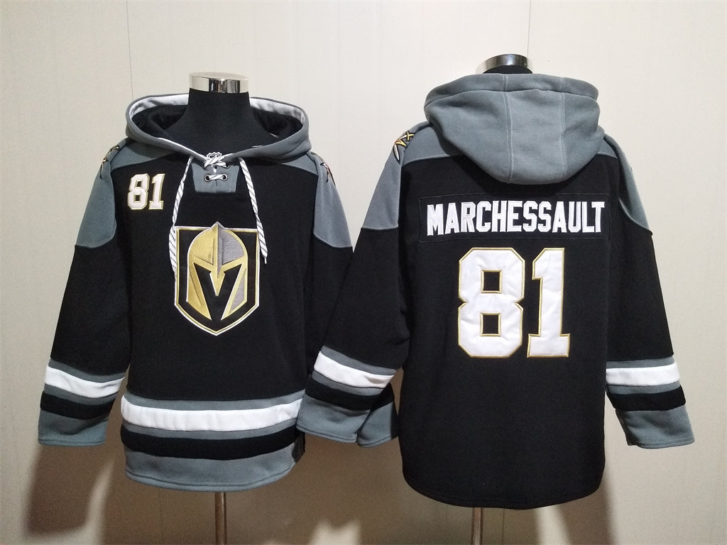 Men's William Karlsson Vegas Golden Knights Black Jersey Ageless Must-Have Lace-Up Pullover Hoodie