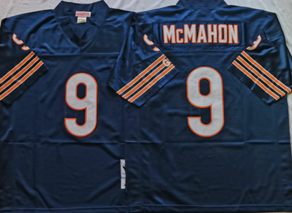 Men's Jim McMahon #9 Chicago Bears White Navy Vintage Stitched Football Jersey