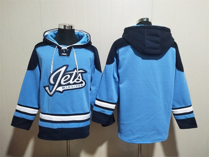 Men's Connor Hellebuyck Winnipeg Jets Light Blue Alternate Blue Jersey Ageless Must-Have Lace-Up Pullover Hoodie