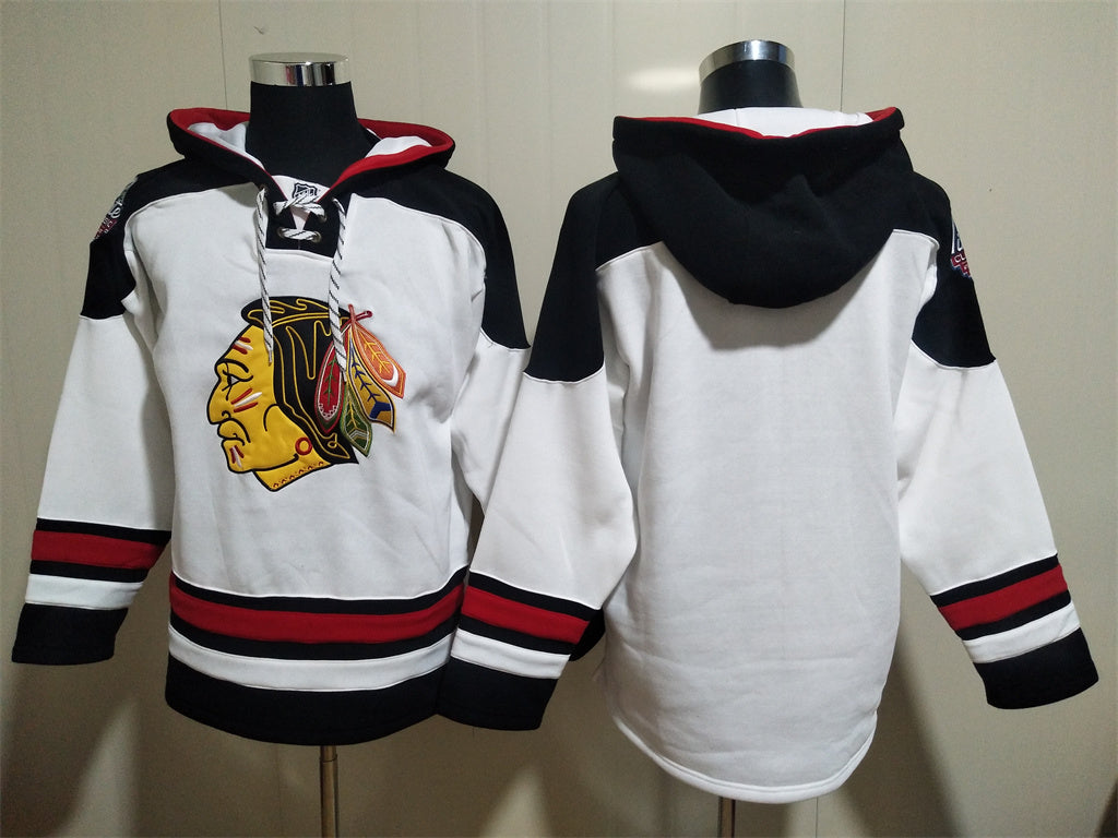 Men's Patrick Kane Chicago Blackhawks White Jersey Ageless Must-Have Lace-Up Pullover Hoodie