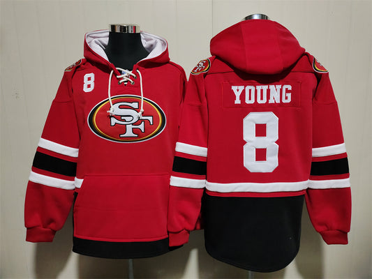 Men's Steve Young San Francisco 49ers Scarlet Ageless Must-Have Pocket Lace-Up Pullover Hoodie