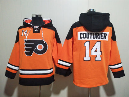 Men's Matvei Michkov Philadelphia Flyers Orange Jersey Ageless Must-Have Lace-Up Pullover Hoodie