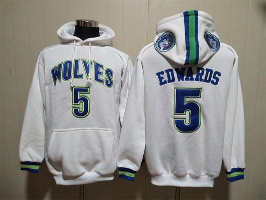 Men's Minnesota Timberwolves Anthony Edwards White Ageless Must-Have Lace-Up Pullover Hoodie