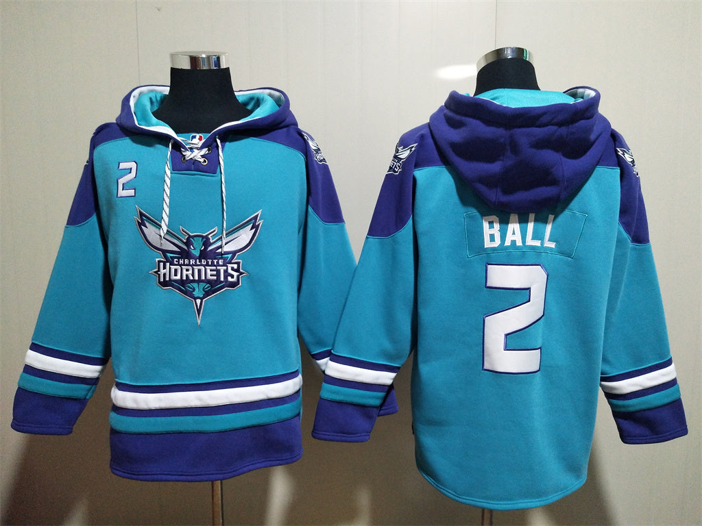 Men's Larry Johnson Charlotte Hornets Teal Ageless Must-Have Lace-Up Pullover Hoodie