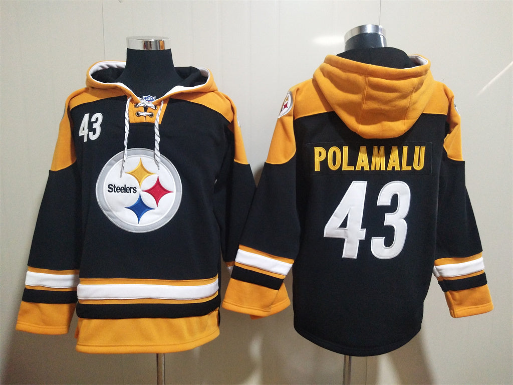 Men's Aaron Rodgers T.J. Watt Pittsburgh Steelers Black Ageless Must-Have Lace-Up Pullover Hoodie