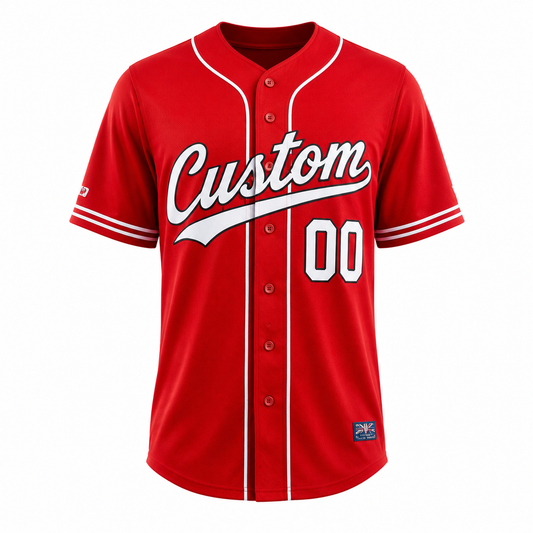 Custom Red Baseball Jersey Front View