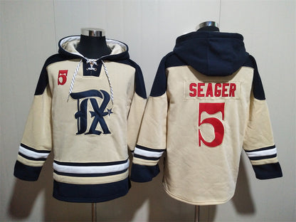 Men's Corey Seager Texas Rangers Cream Jersey Ageless Must-Have Lace-Up Pullover Hoodie