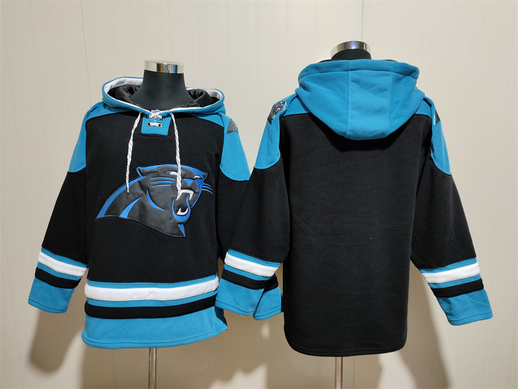 Men's Bryce Young Carolina Panthers Black Jersey Ageless Must-Have Lace-Up Pullover Hoodie