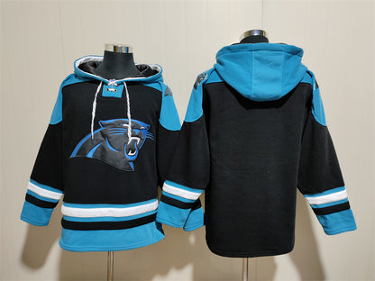 Men's Bryce Young Carolina Panthers Black Jersey Ageless Must-Have Lace-Up Pullover Hoodie