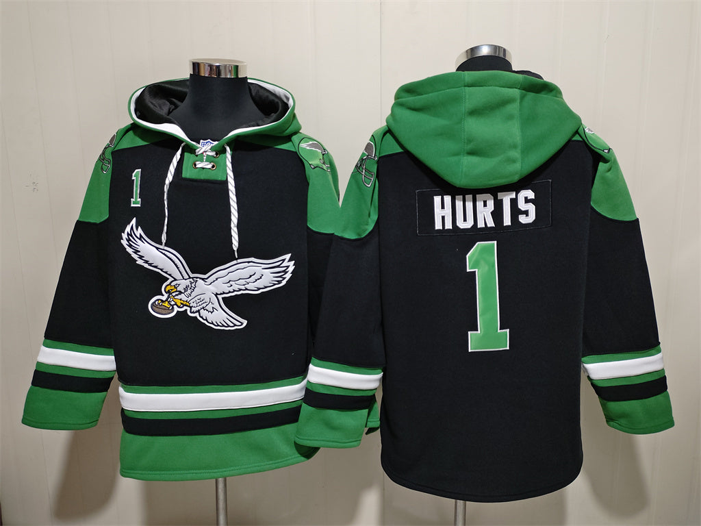 Men's Saquon Barkley Jalen Hurts Philadelphia Eagles Black Ageless Must-Have Lace-Up Pullover Hoodie