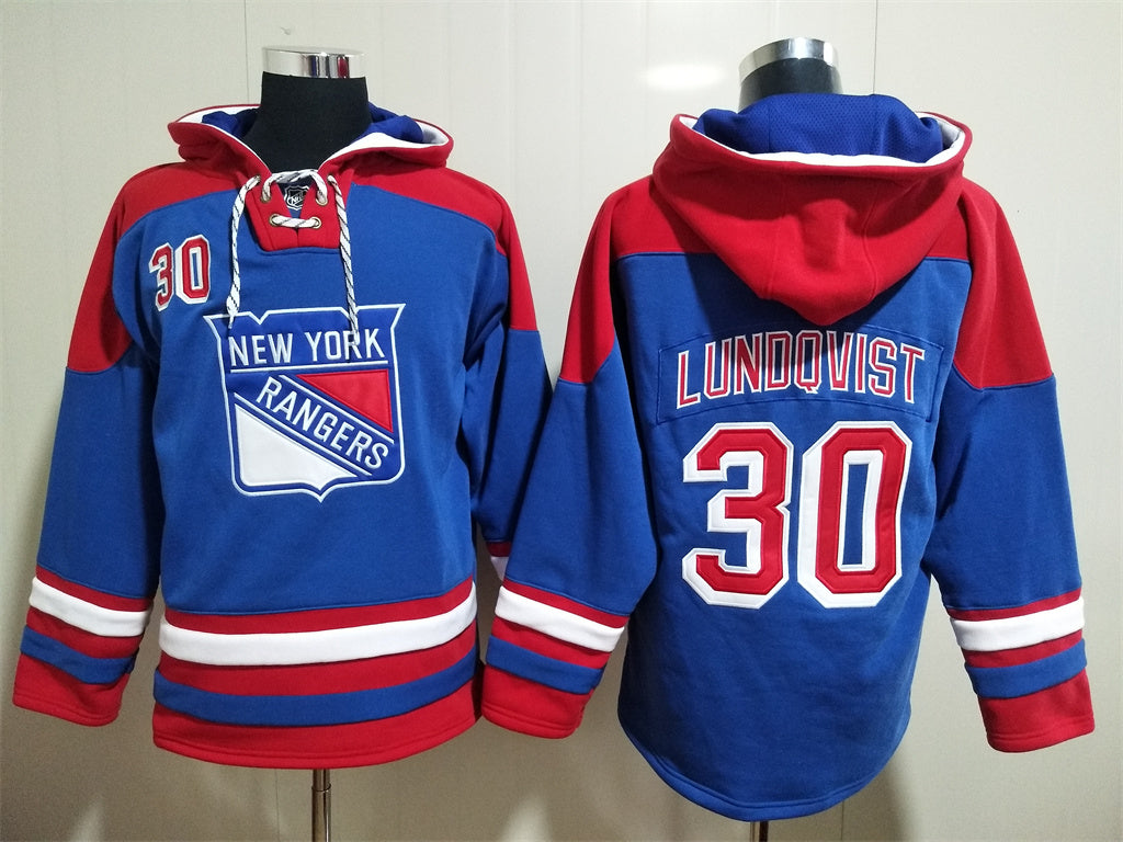 Men's Mika Zibanejad New York Rangers Royal Alternate Jersey Ageless Must-Have Lace-Up Pullover Hoodie