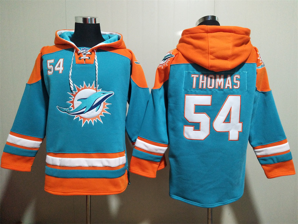 Men's Dan Marino Miami Dolphins Aqua Jersey Ageless Must-Have Lace-Up Pullover Hoodie