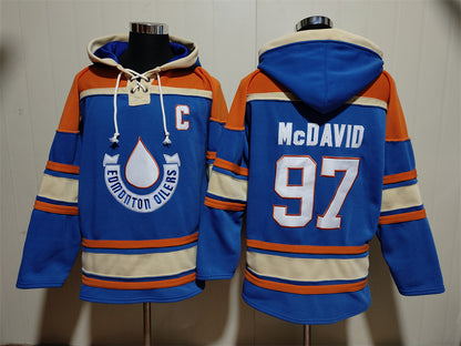 Men's Connor McDavid Edmonton Oilers Heritage Classic Royal Jersey Ageless Must-Have Lace-Up Pullover Hoodie
