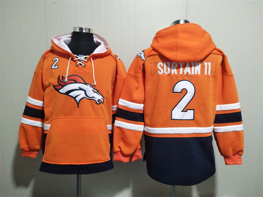 Men's Patrick Surtain II Bo Nix Denver Broncos Orange Ageless Must-Have Lace-Up Pullover Hoodie