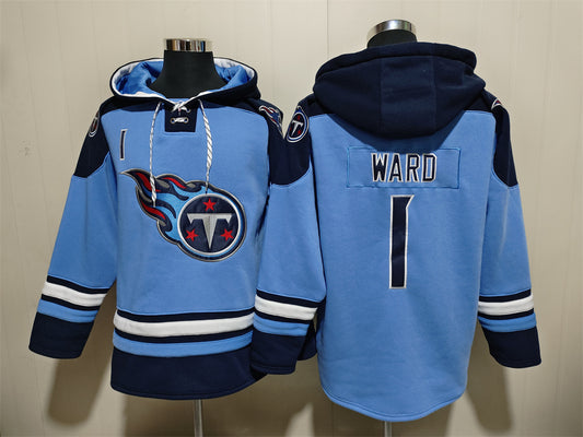 Men's Cameron Ward Tennessee Titans Light Blue Jersey Ageless Must-Have Lace-Up Pullover Hoodie