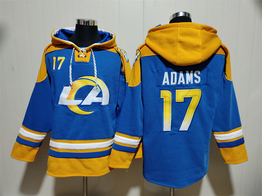 Men's Matthew Stafford Los Angeles Rams Royal Jersey Ageless Must-Have Lace-Up Pullover Hoodie