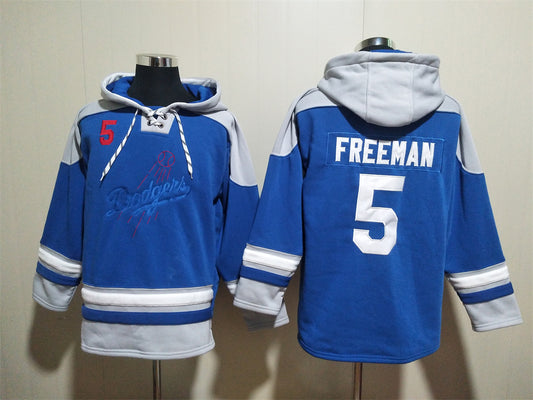 Men's Dodgers Royal Jersey Ageless Must-Have Lace-Up Pullover Hoodie