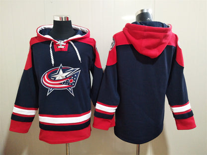 Men's Patrik Laine Columbus Blue Jackets Navy Jersey Ageless Must-Have Lace-Up Pullover Hoodie