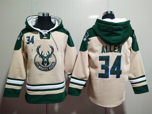 Men's Ray Allen Milwaukee Bucks Cream Ageless Must-Have Lace-Up Pullover Hoodie