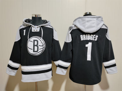 Men's Brooklyn Nets Mikal Bridges Black Ageless Must-Have Lace-Up Pullover Hoodie