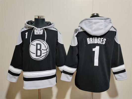 Men's Brooklyn Nets Mikal Bridges Black Ageless Must-Have Lace-Up Pullover Hoodie