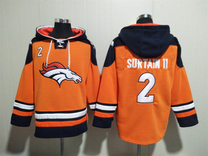 Men's John Elway Patrick Surtain II Bo Nix Denver Broncos Orange Ageless Must-Have Lace-Up Pullover Hoodie